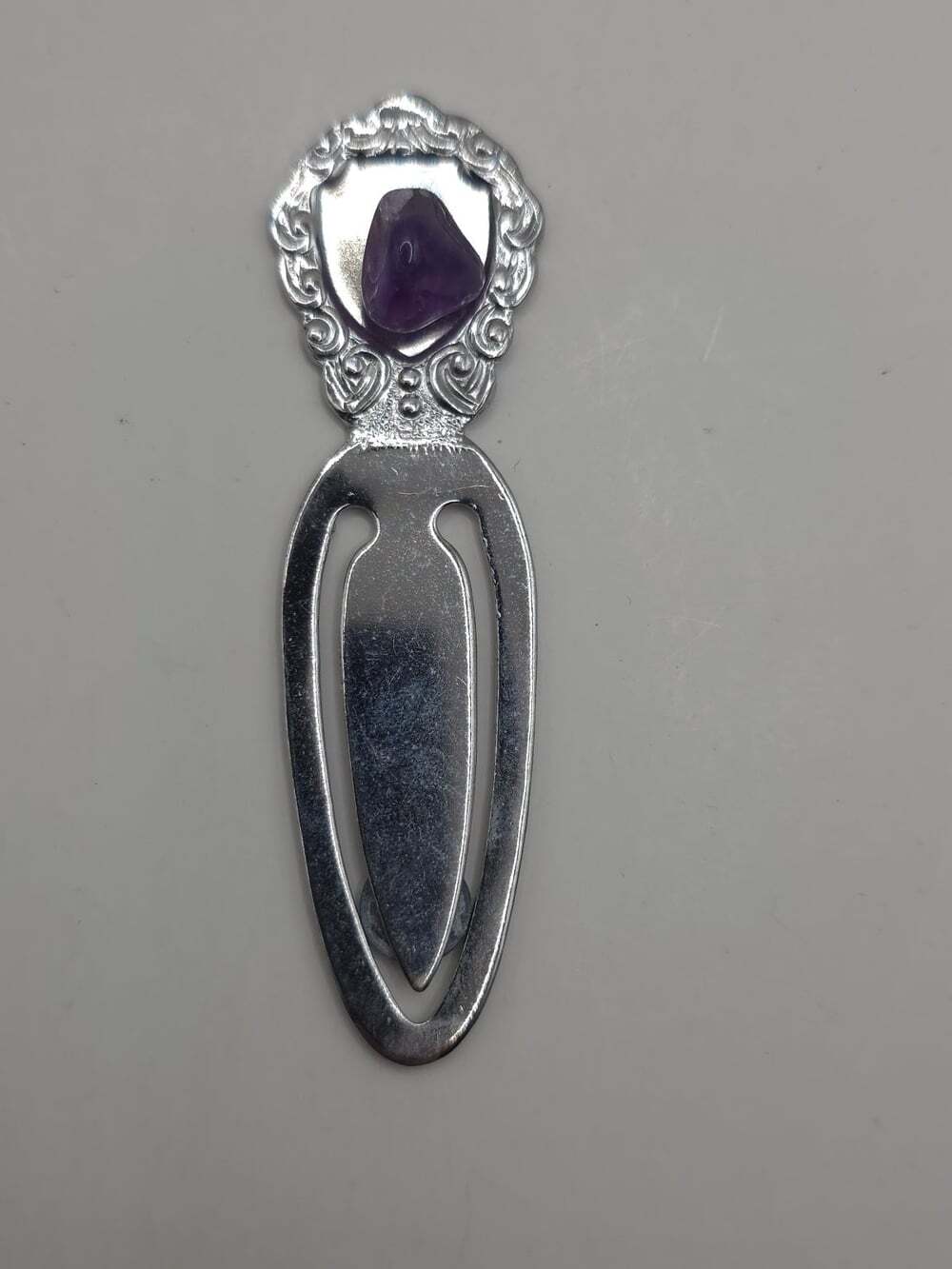 Magnetic Bookmark with Natural Amethyst Stone & Ornate Silver Design